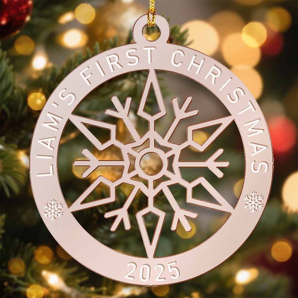 Baby First Christmas Star Snowflake Mirrored Acrylic Ornament Gift