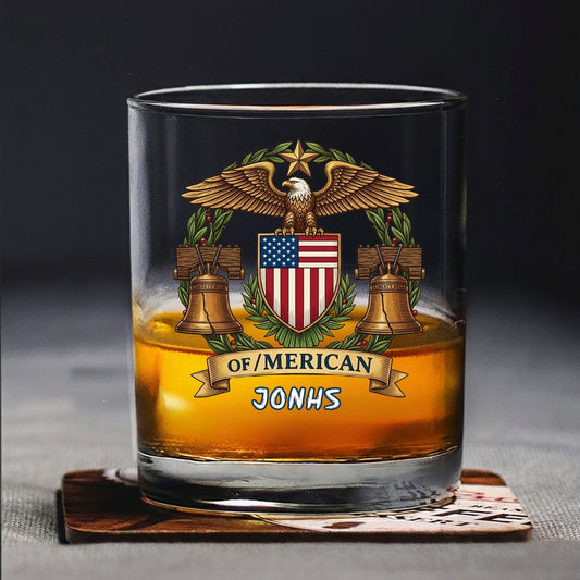 Bald Eagles Guns 250th Anniversary Freedom 1776 - 2026 Whiskey Glass