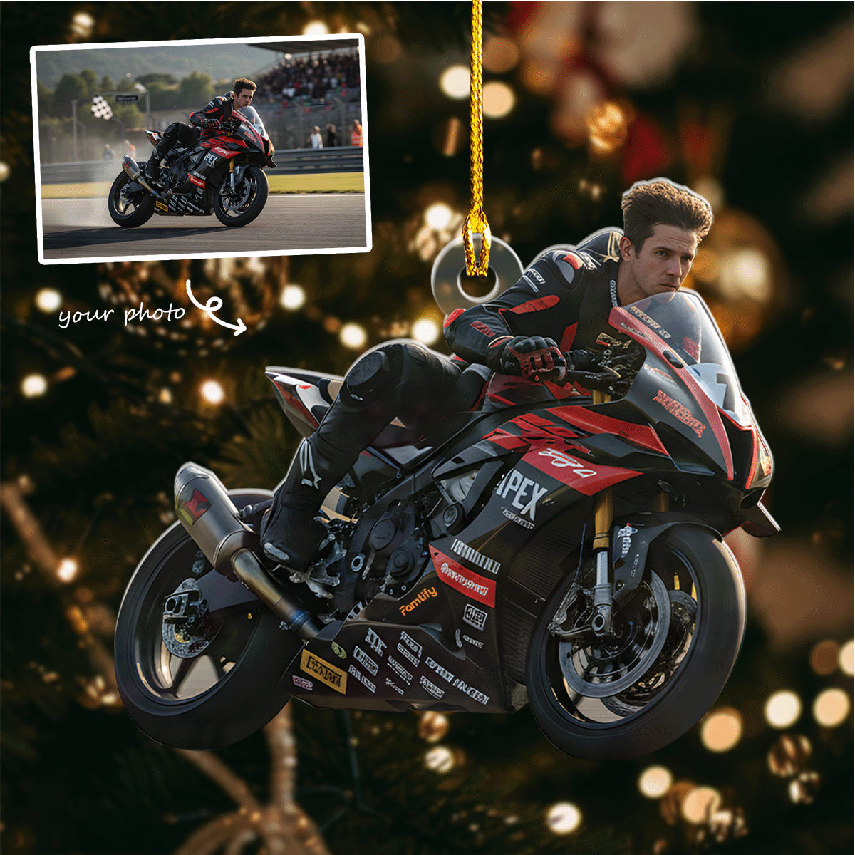 Biker Spirit of Pride – Personalized Photo Acrylic Ornament