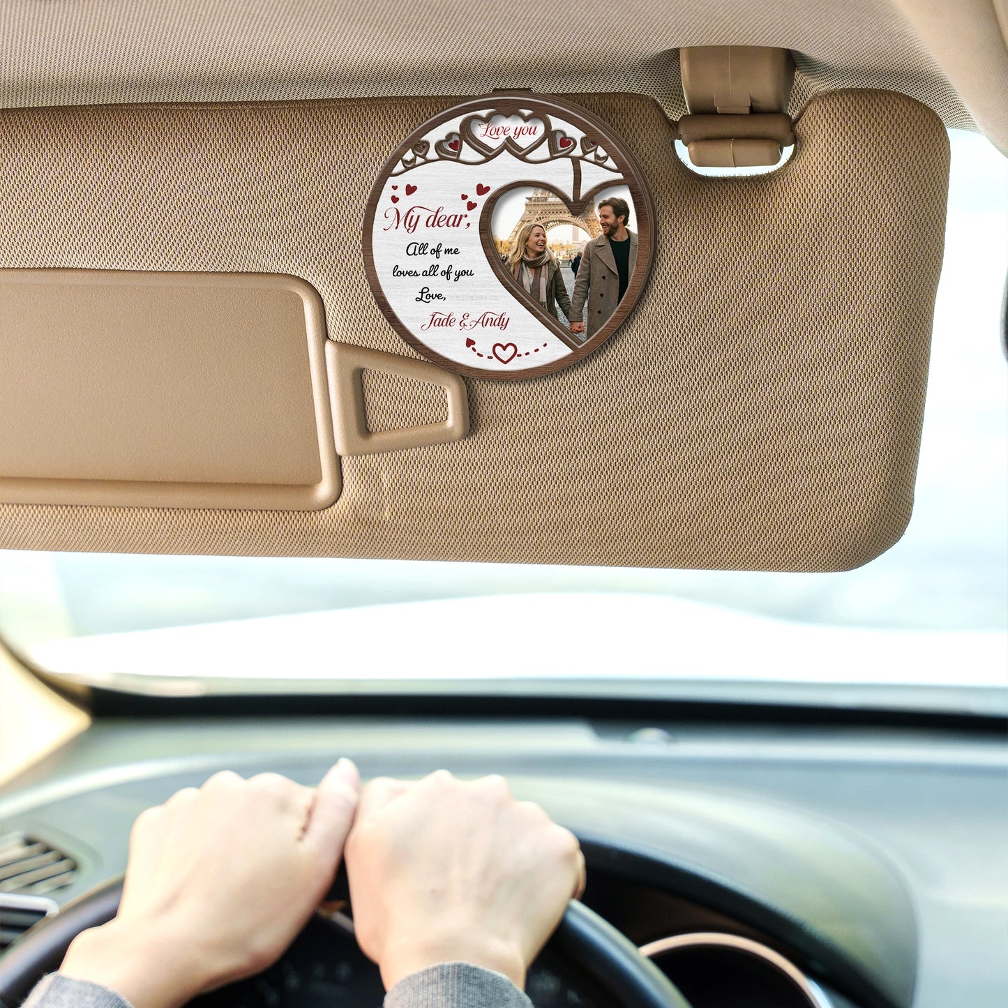 Branch Of Love – Romantic Car Decor Gift for Couples – Personalized Photo 2-Layer Wooden Car Clip