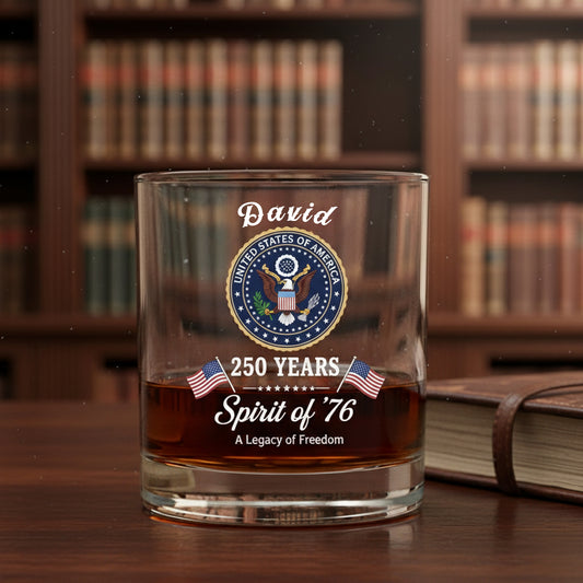 Celebrate 250 Years of America USA Anniversary 1776-2026 Whiskey Glass
