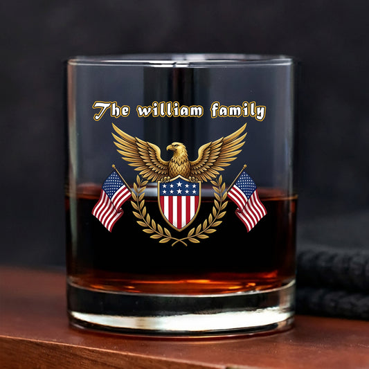 Custom Family Name America 250th Anniversary Whiskey Glass