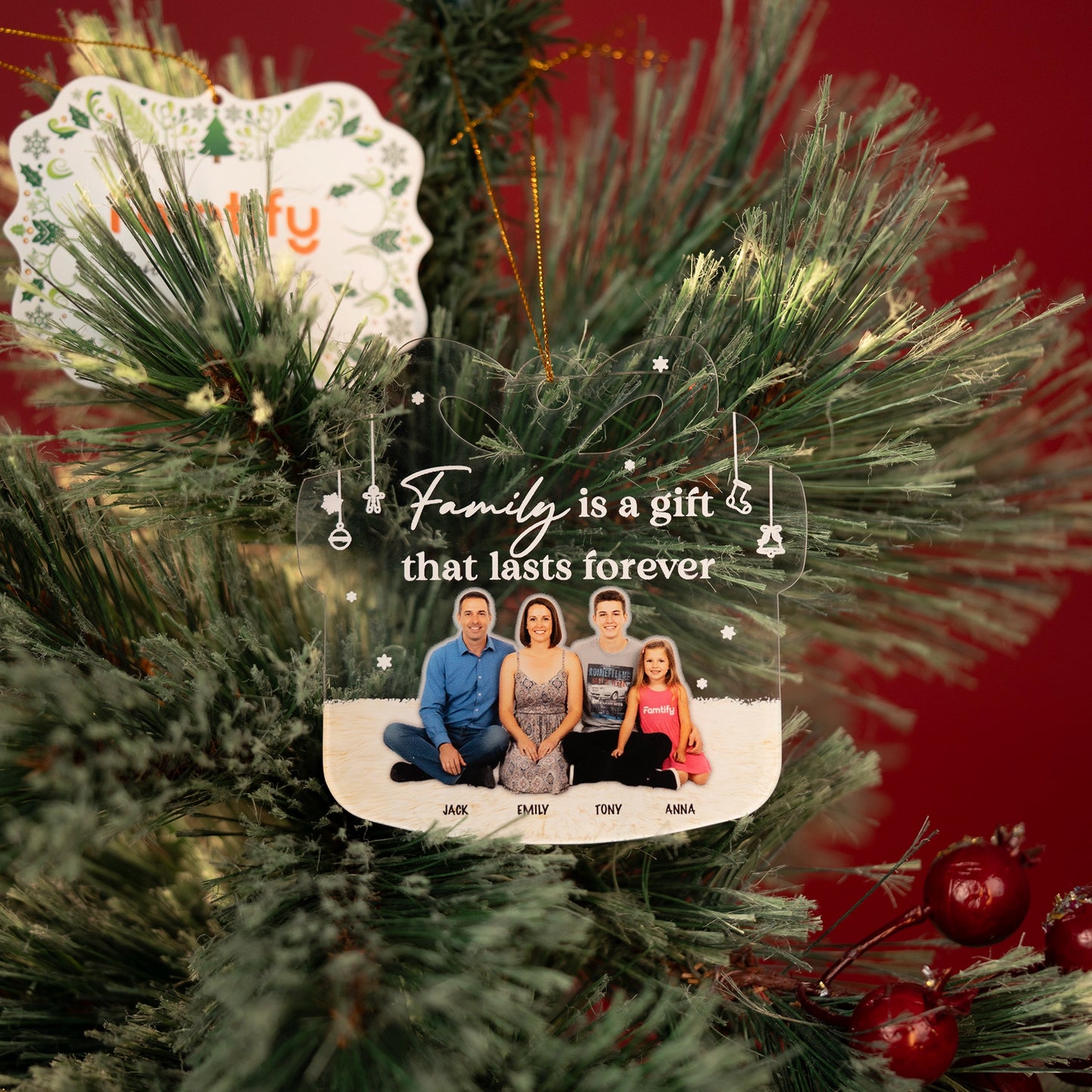 Family Is a Gift That Lasts Forever – Custom Acrylic Christmas Ornament for Family