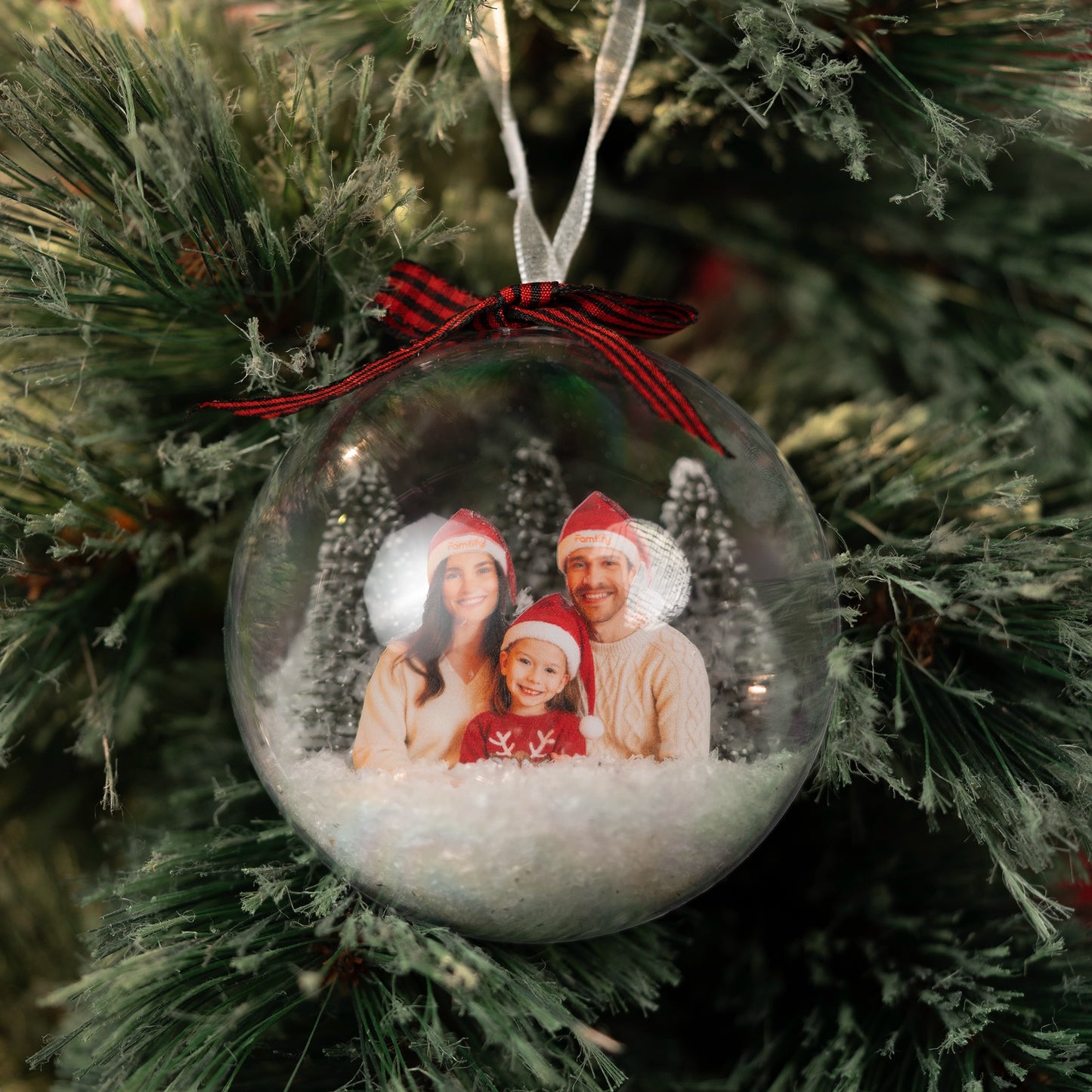 Personalized Photo Ornament - Clear 3D Christmas Bauble, Custom Family Holiday Keepsake Gift