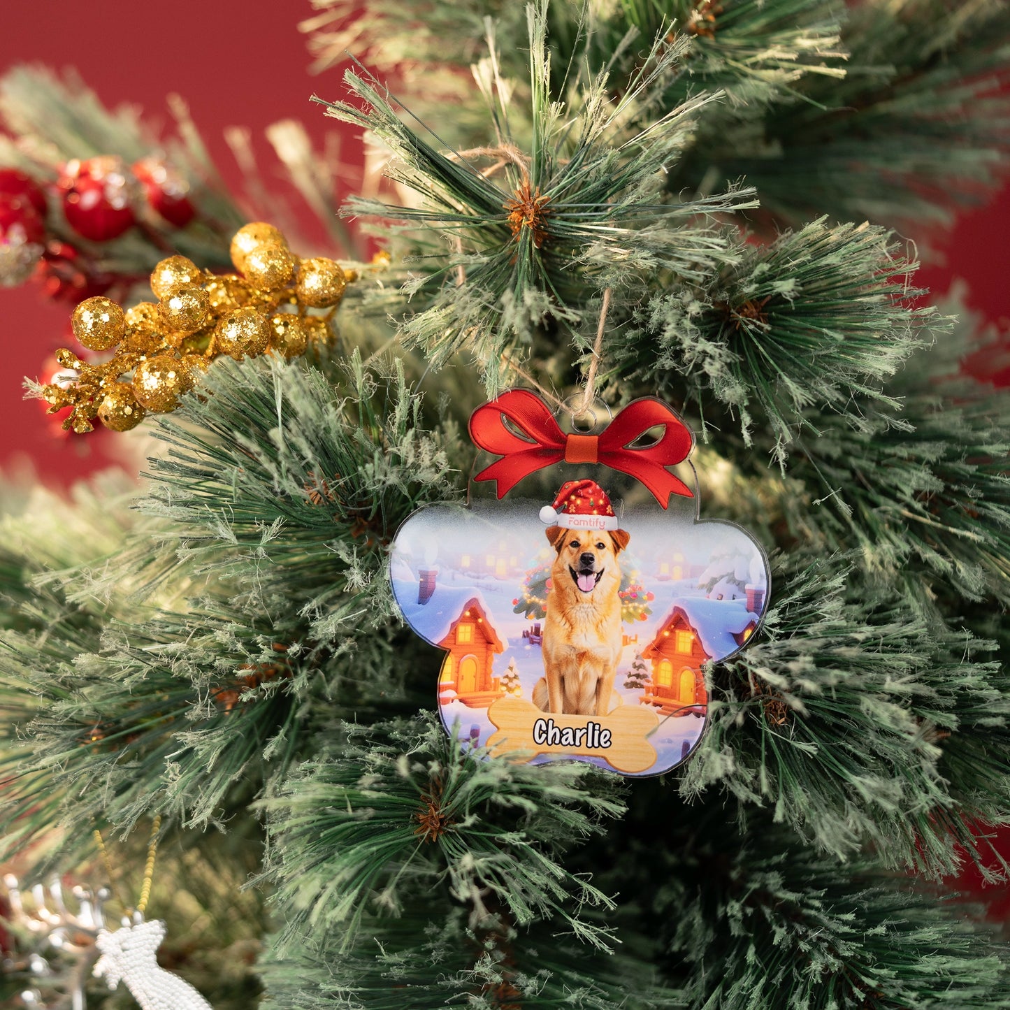 Paw in Snow - Custom Acrylic Ornament for Dog Lovers Christmas Gift