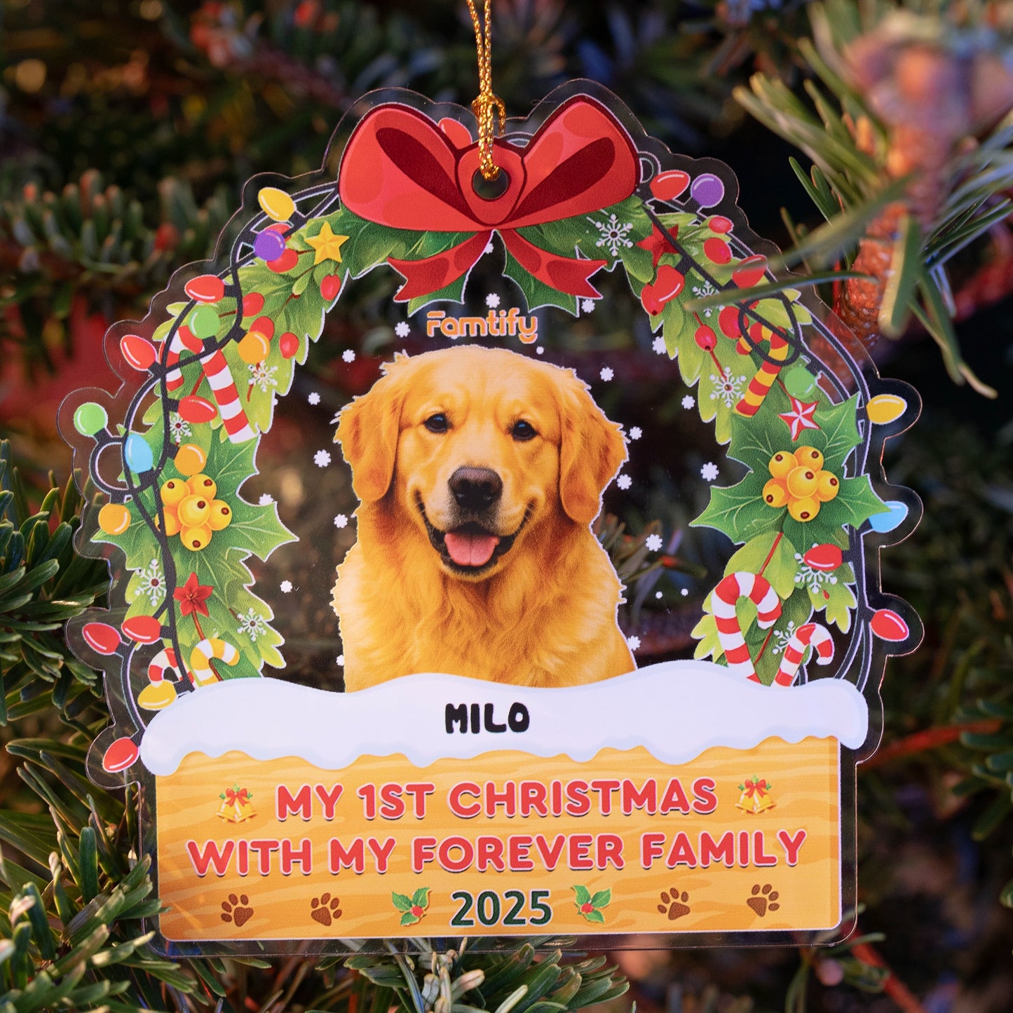 My 1st Christmas With My Forever Home - Custom Photo Pet Acrylic Ornament