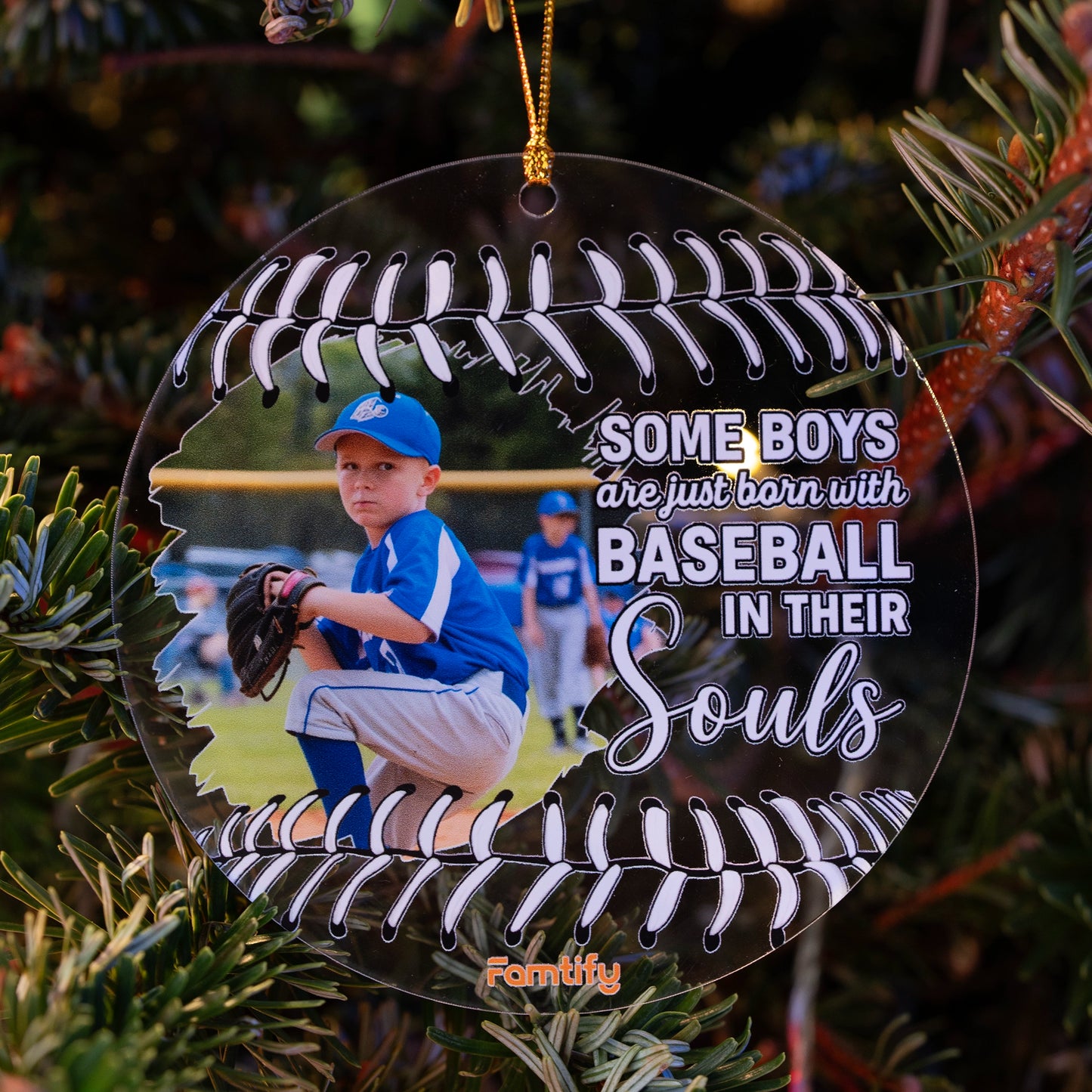 Born With Baseball In Their Souls - Personalized Acrylic Photo Ornament