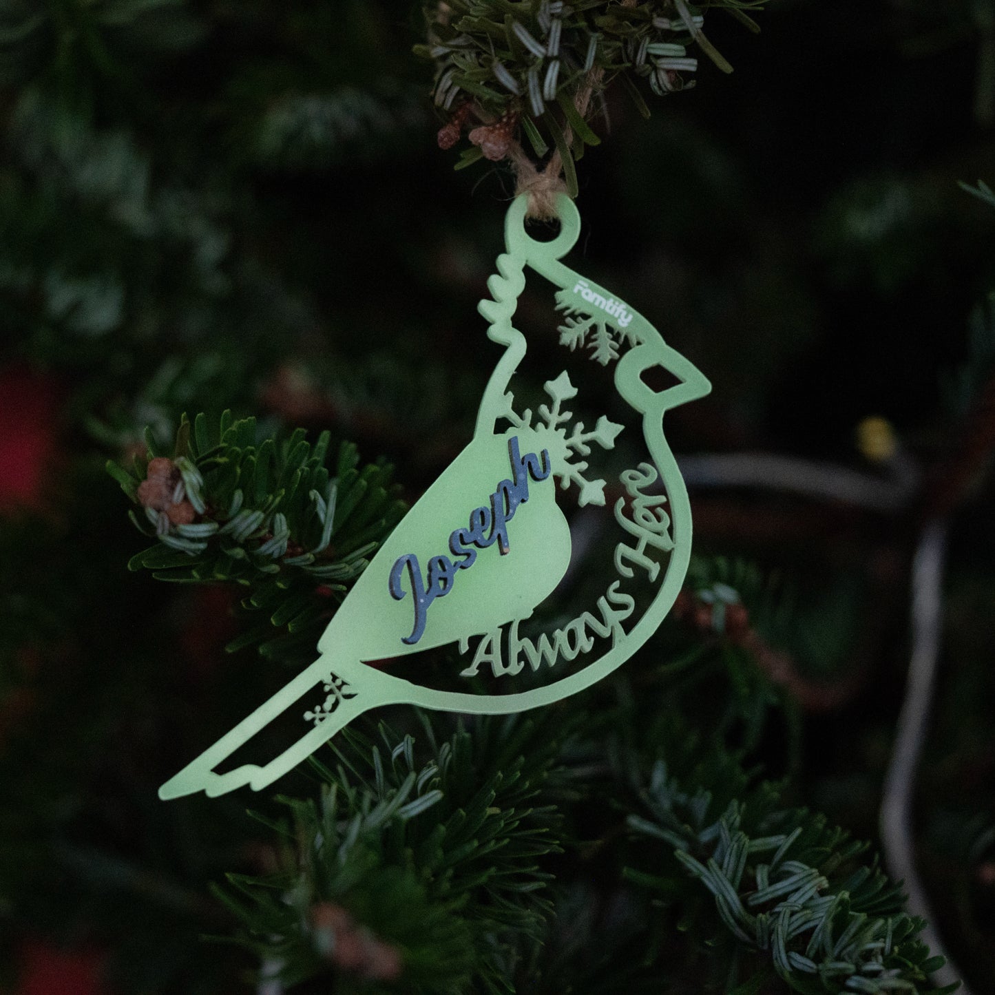 Personalized Christmas Memorial Wood and Luminous Acrylic Ornament - Loss Of Loved One Gift