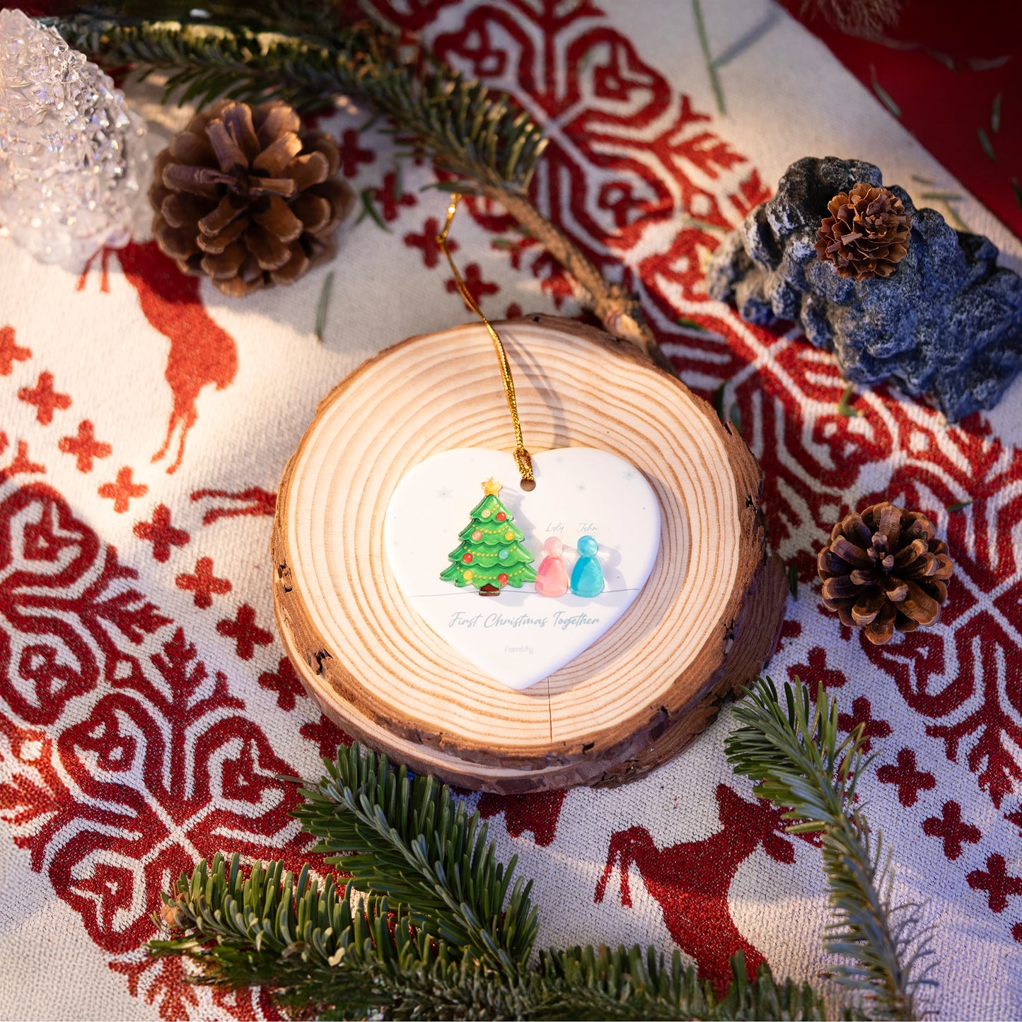 First Christmas Together - Personalized Couple Ceramic Acrylic Ornament