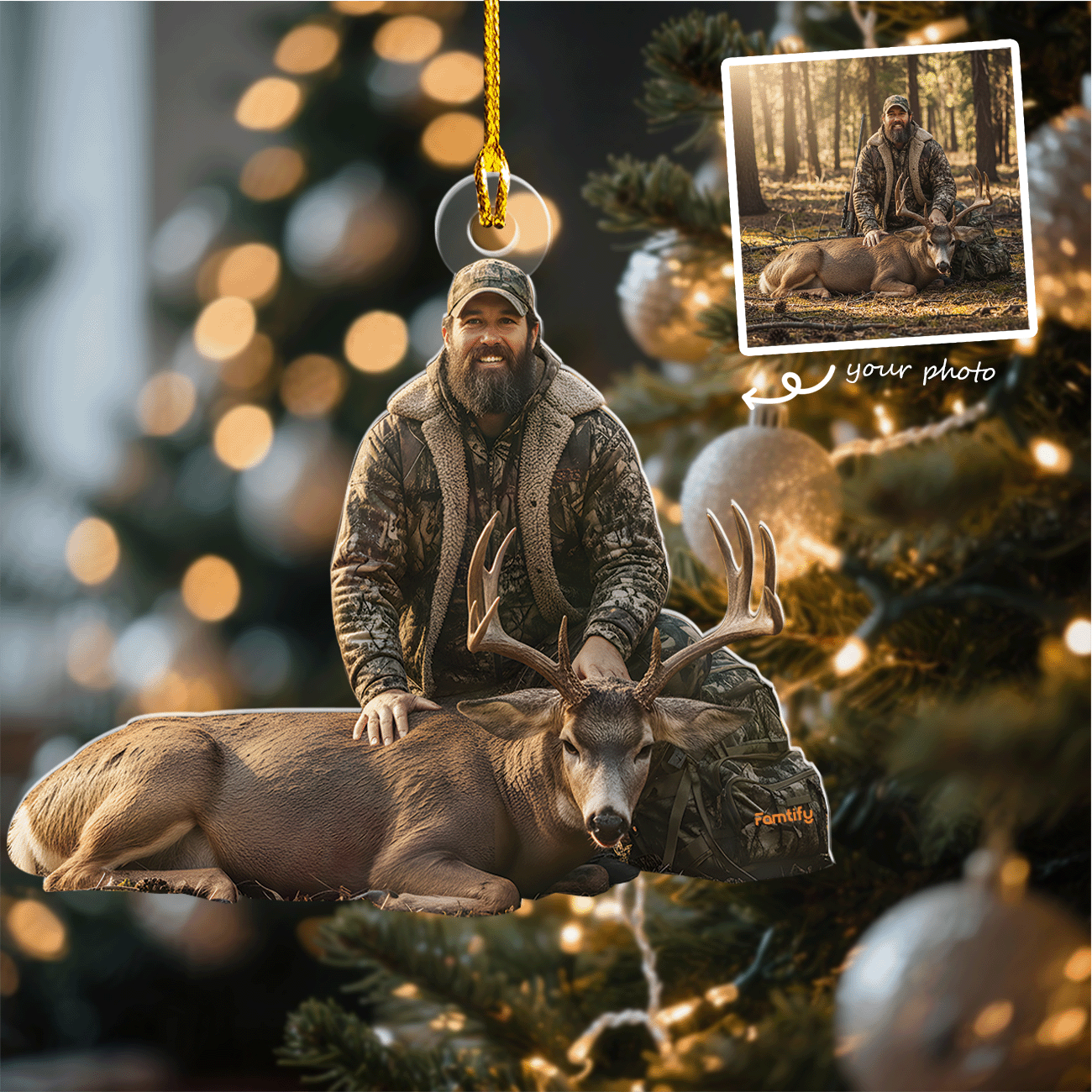 Deer Hunter – Personalized Photo Acrylic Ornament