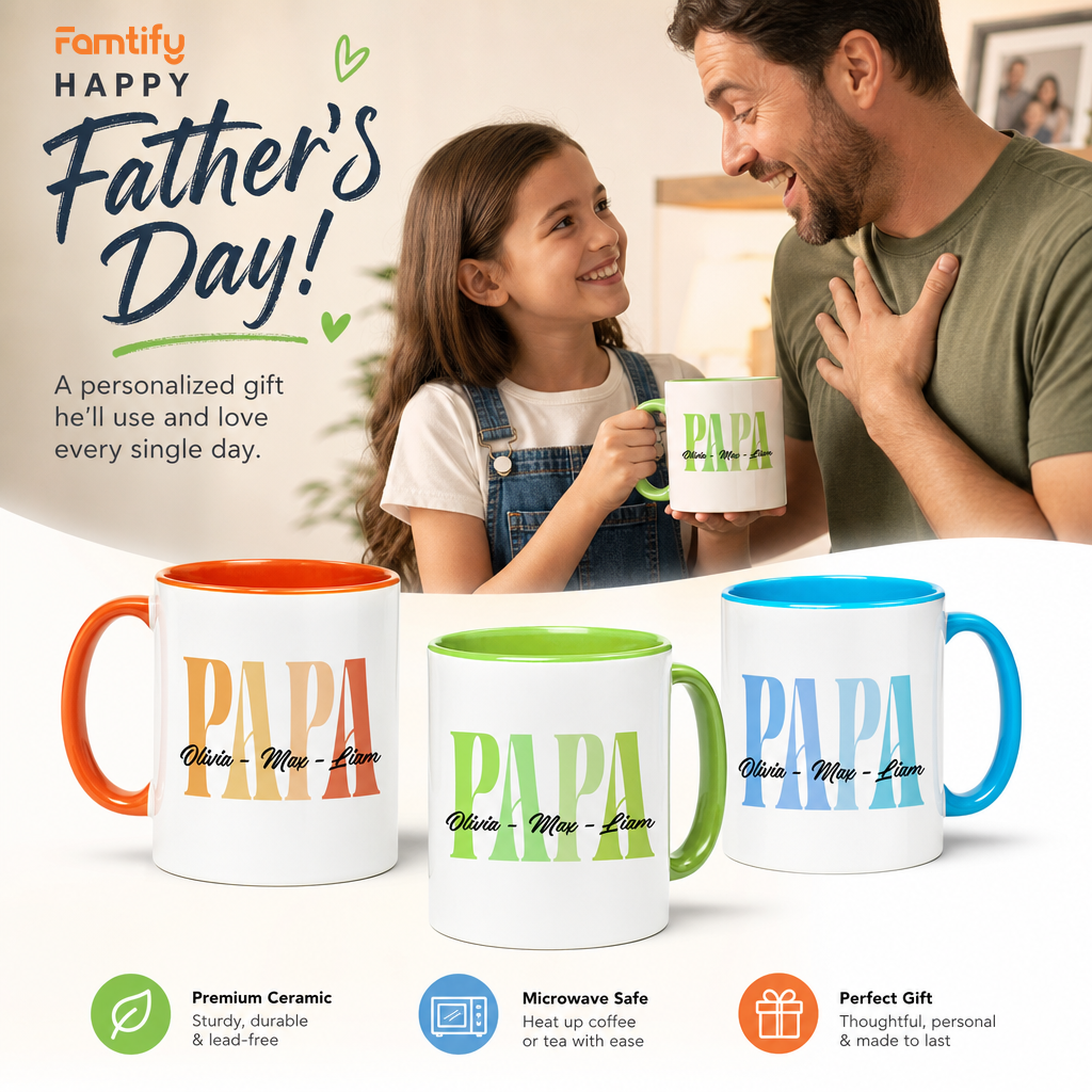Personalized Papa Accent Mug – Custom Name Coffee Mug for Papa