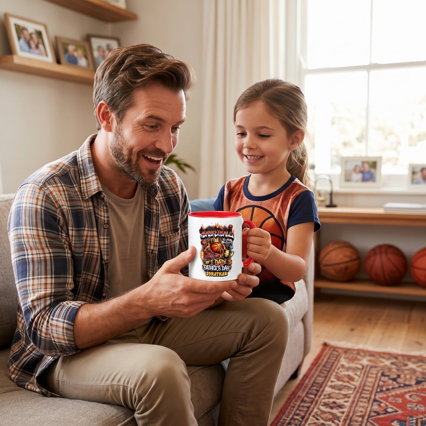 Personalized Basketball Accent Mug for Dad – Custom Name Father’s Day Gift