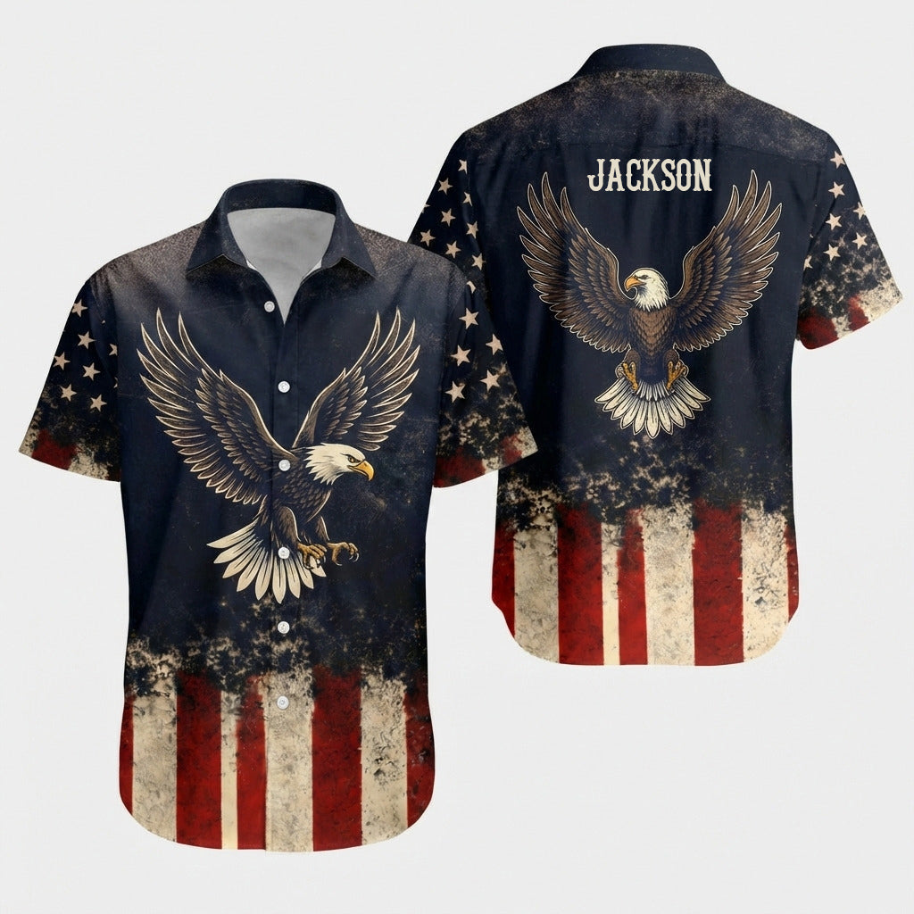Custom Name God Bless America Eagle 1776–2026 Patriotic Hawaii Shirt