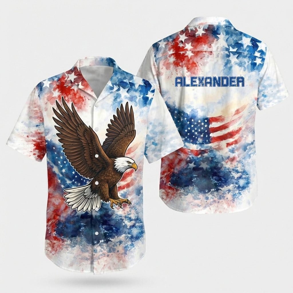 Custom Name Patriotic 250th Anniversary God Bless America Eagle 1776–2026 Hawaii Shirt