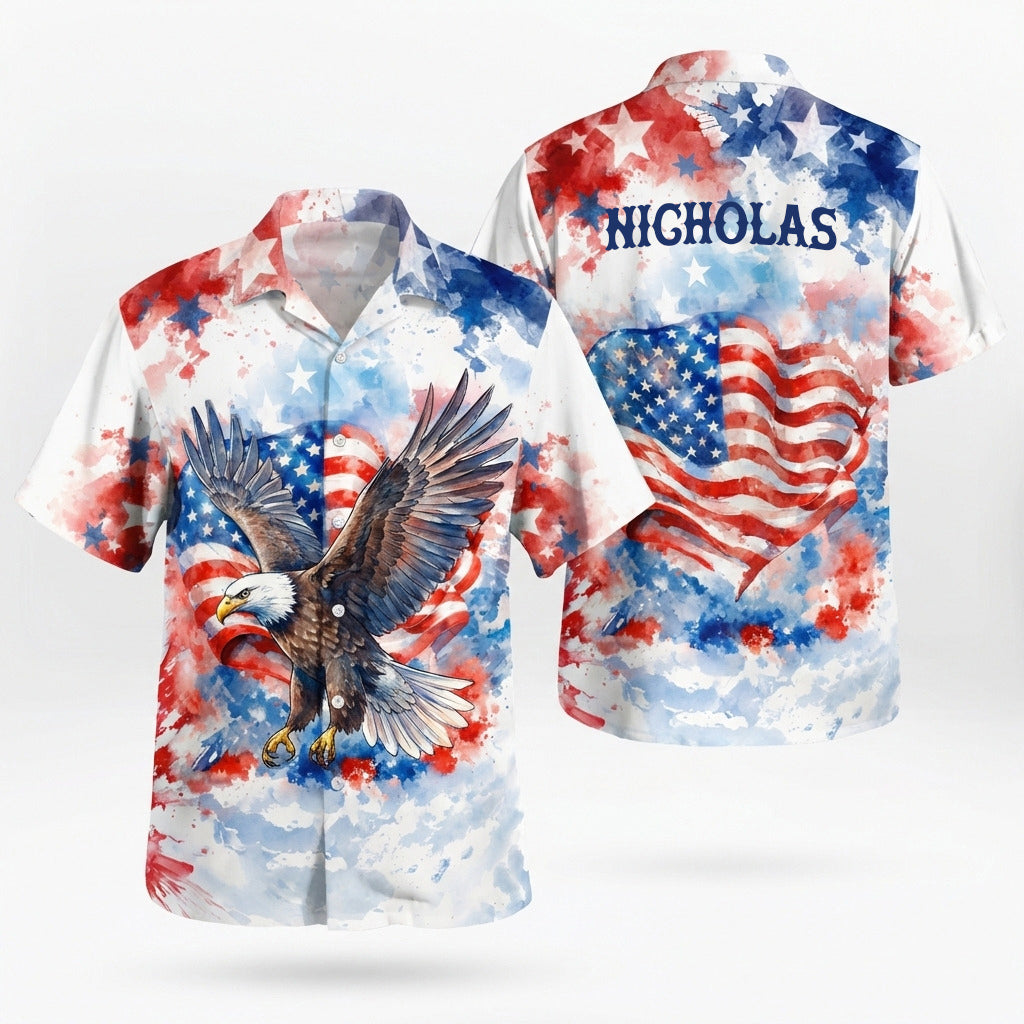 Custom Name American Pride Patriotic 250th Anniversary Eagle 1776–2026 Hawaii Shirt