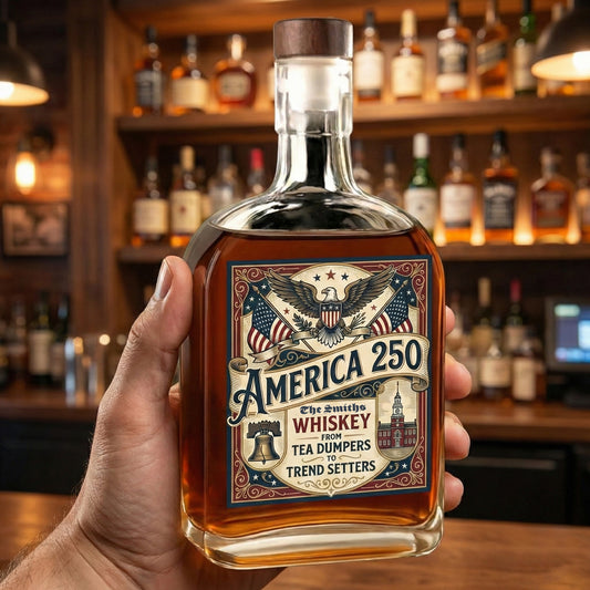 USA 250 Strong Flag American States Patriotic Whiskey Bottle