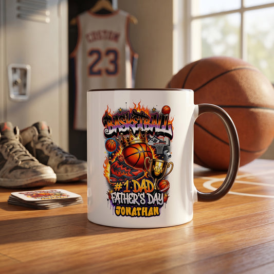 Personalized Basketball Accent Mug for Dad - Custom Name Father's Day Gift
