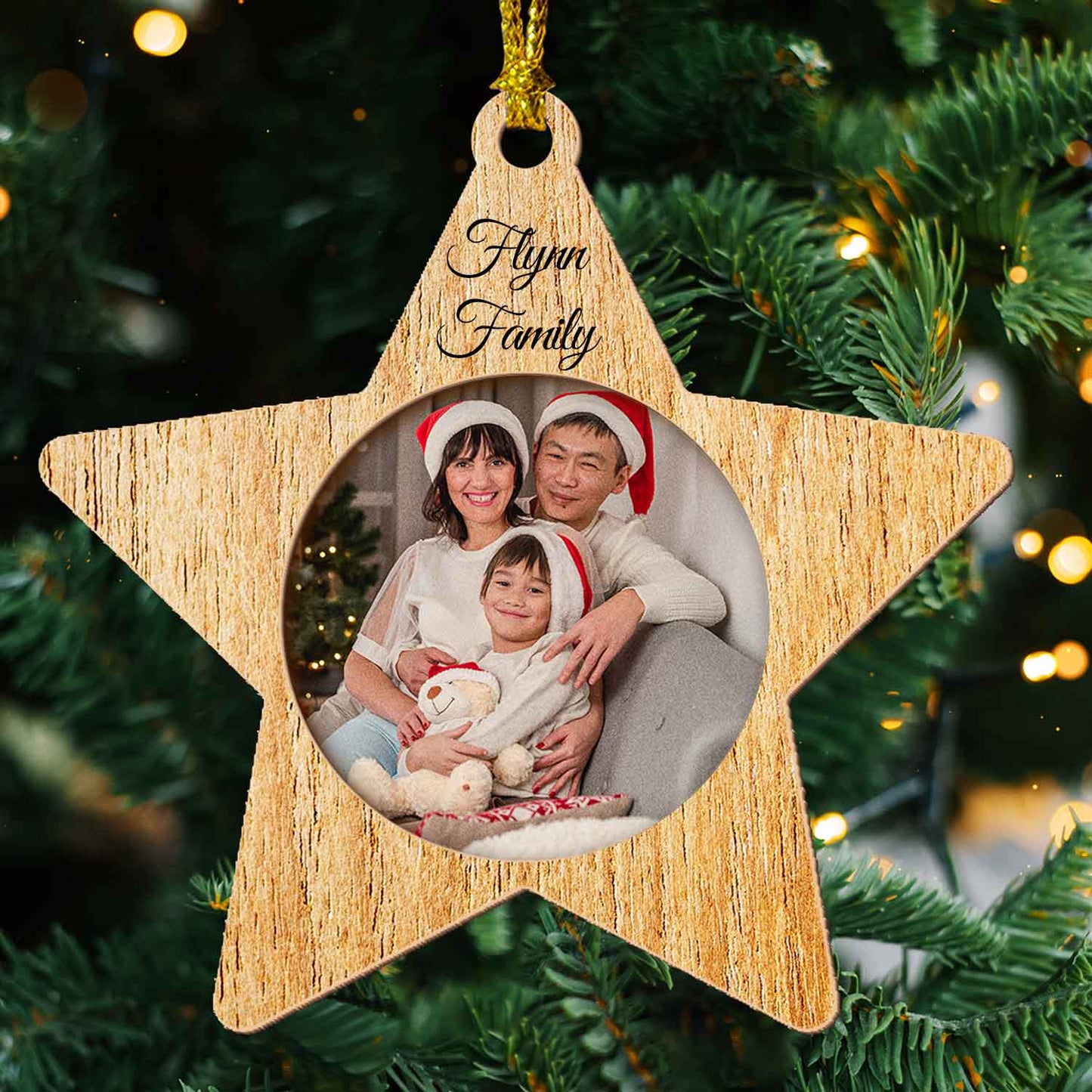 Personalized Wooden 2-Layer Christmas Ornament With Photo – Custom Family Keepsake Holiday Decoration