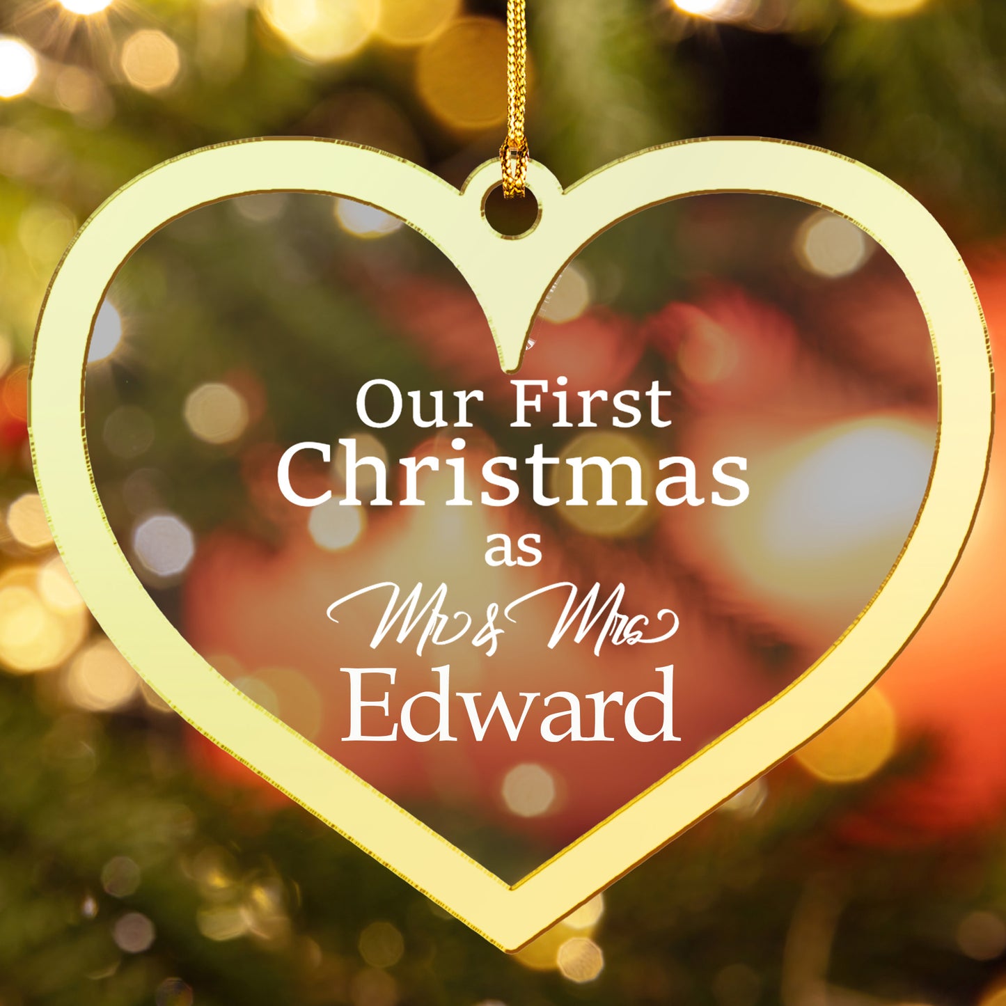 Custom Clear Acrylic And Mirrored Heart Ornament - Personalized Name Gift