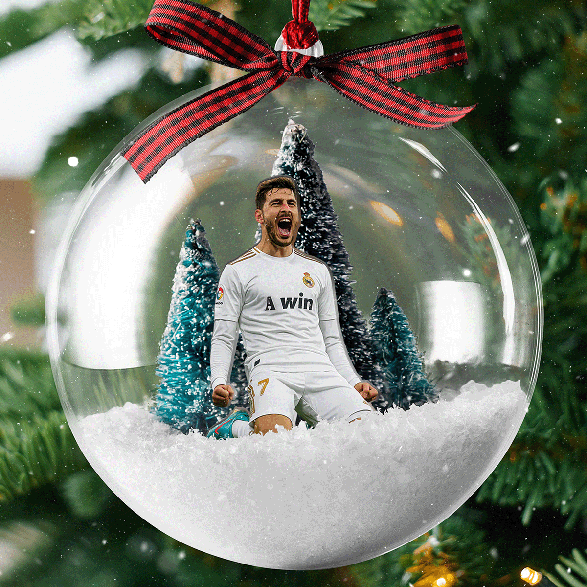 Personalized Football Player Christmas Bauble Ornament