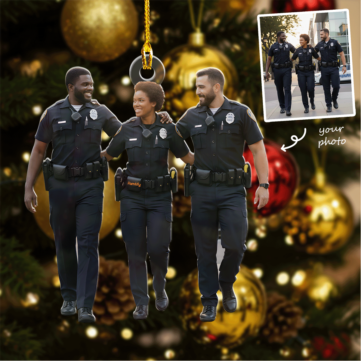 Personalized Photo Acrylic Ornament For Police Officers