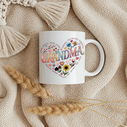 Retro Style Heart Message Mom Mug - Personalized Mother's Day Gift for Mom - Cute Family Keepsake Coffee Mug