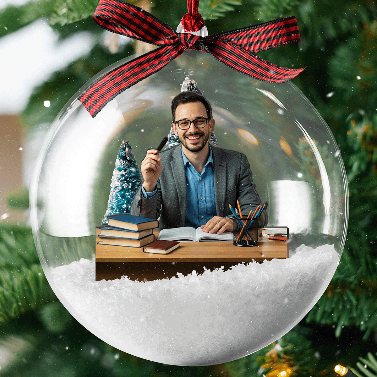 Teacher Personalized Christmas Bauble Ornament