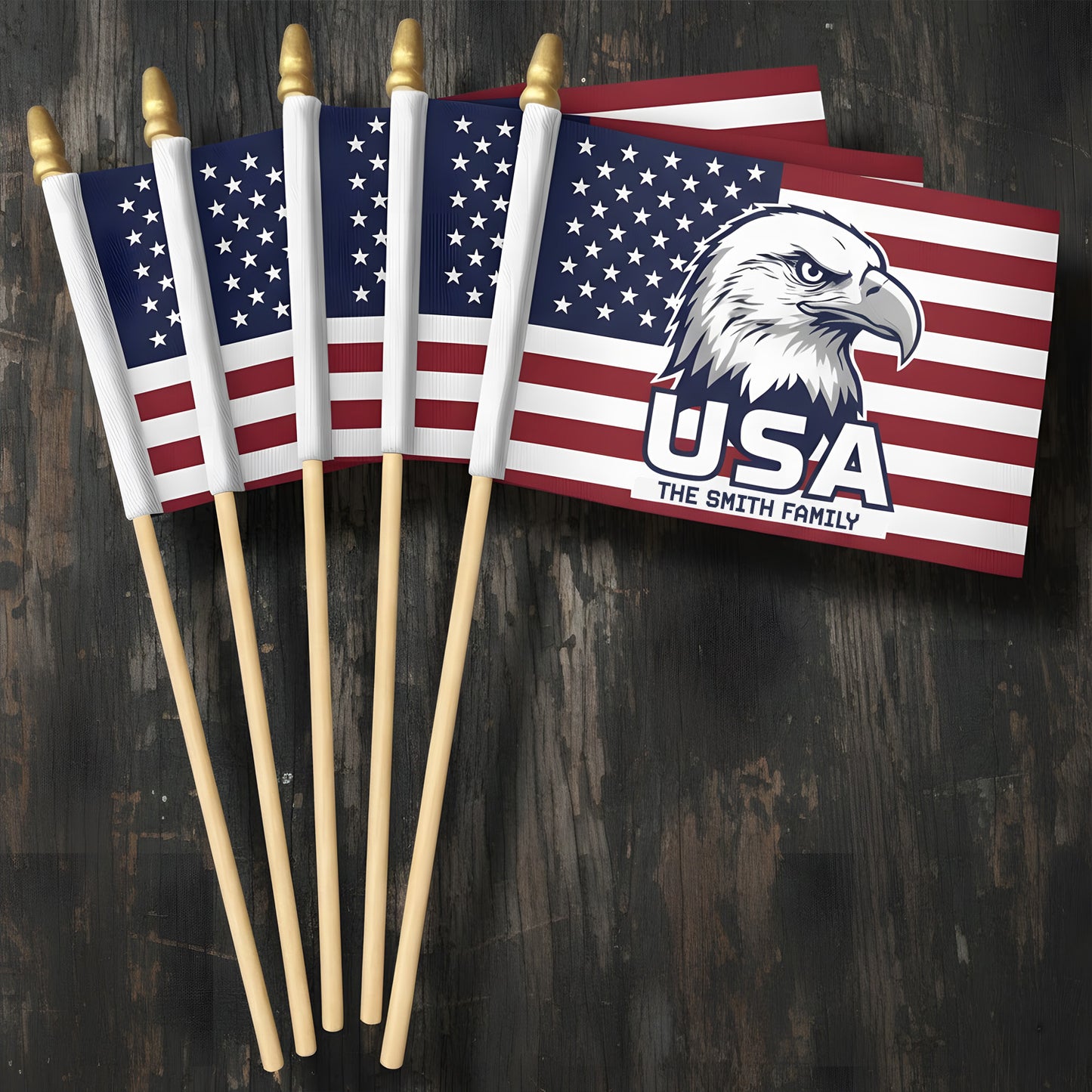 Personalized USA Eagle Handheld Flag – Patriotic American Flag with Custom Name