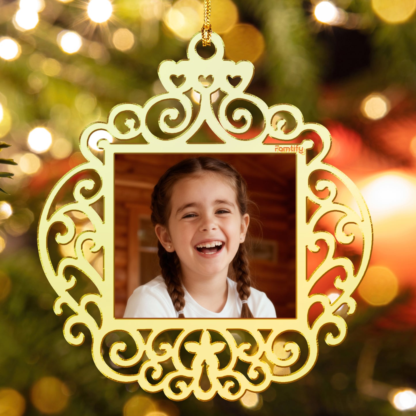 Unique Photo Inserted Mirrored Acrylic Christmas Ornament