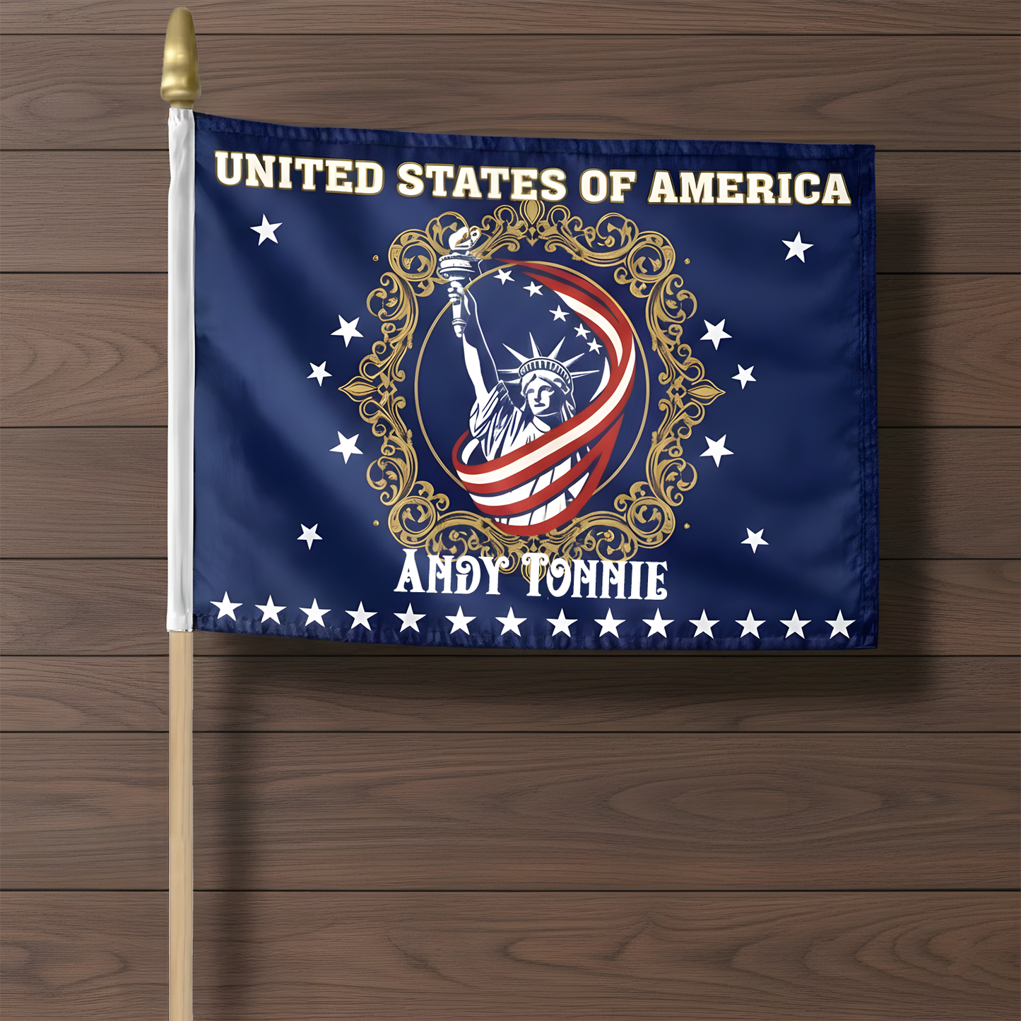 Personalized United States of America Handheld Flag – Patriotic Statue of Liberty USA Flag