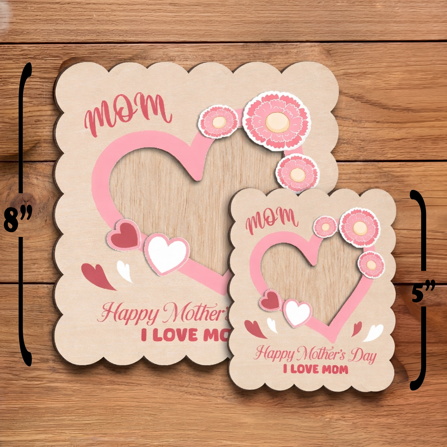 Custom Wooden Photo Frame Magnet for Mom – Heartfelt Design Mother’s Day Gift – Personalized Wallet Size Photo Holder