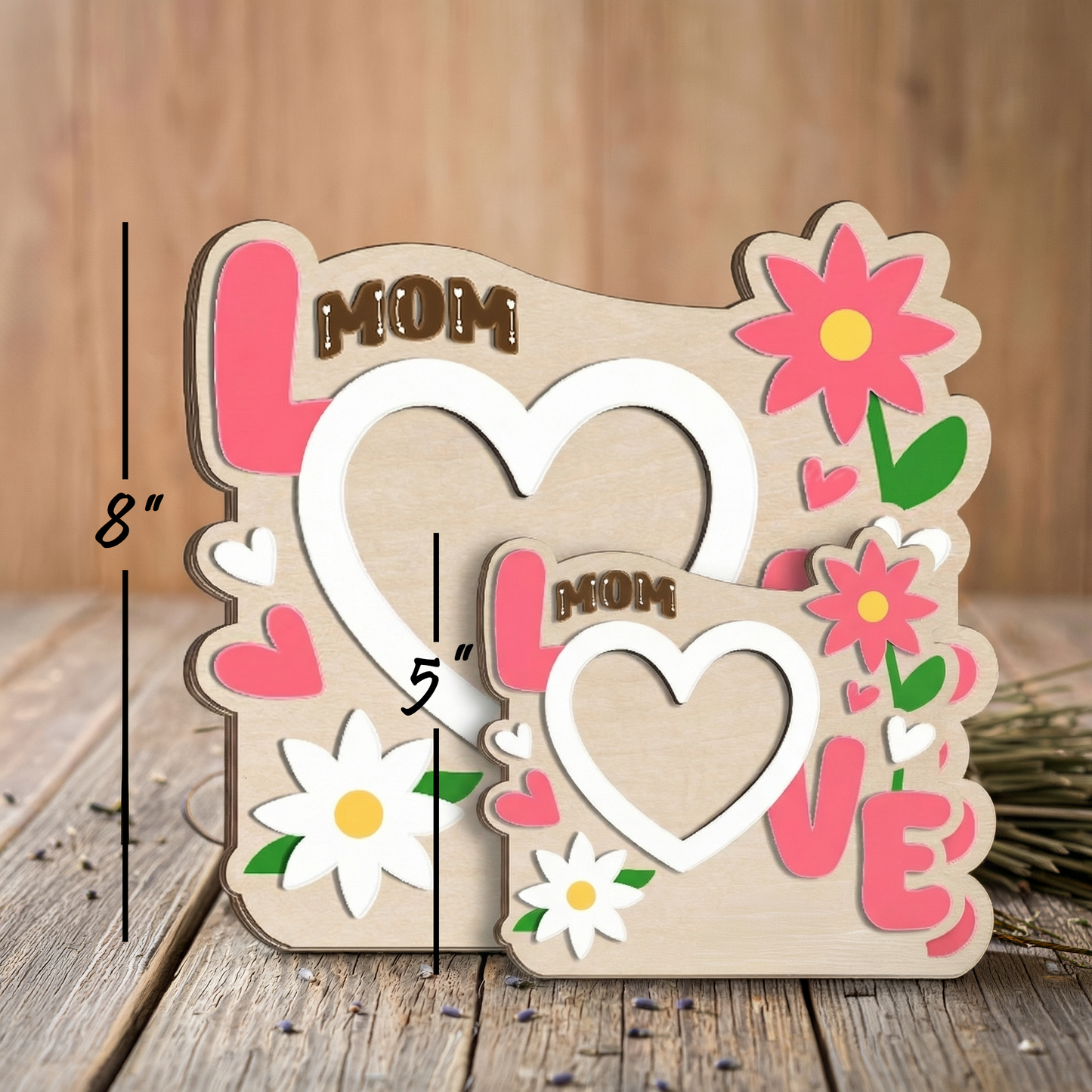 Personalized 3D Mother’s Day Photo Frame Bundle Custom Wooden Wall Frame