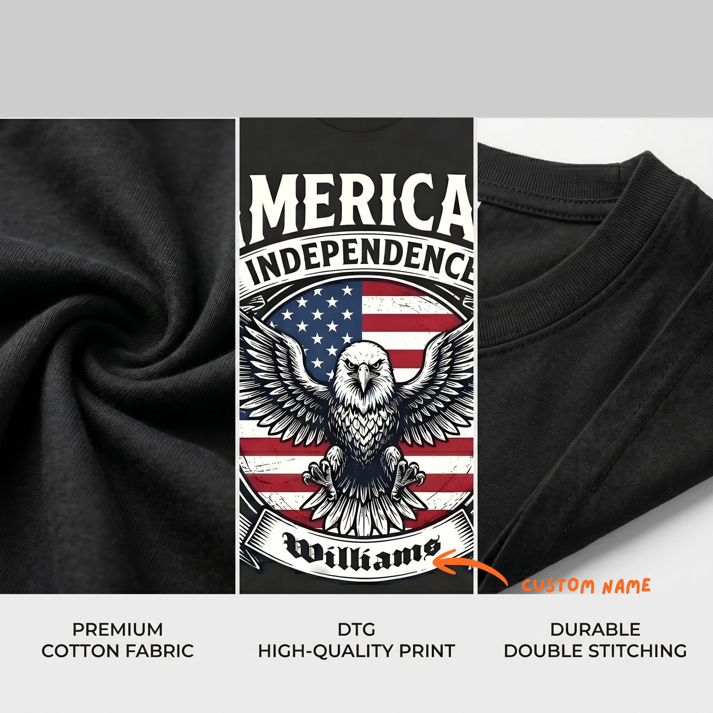 Personalized American Independence Eagle T-Shirt – USA 250 Years Anniversary 1776–2026 Patriotic Shirt
