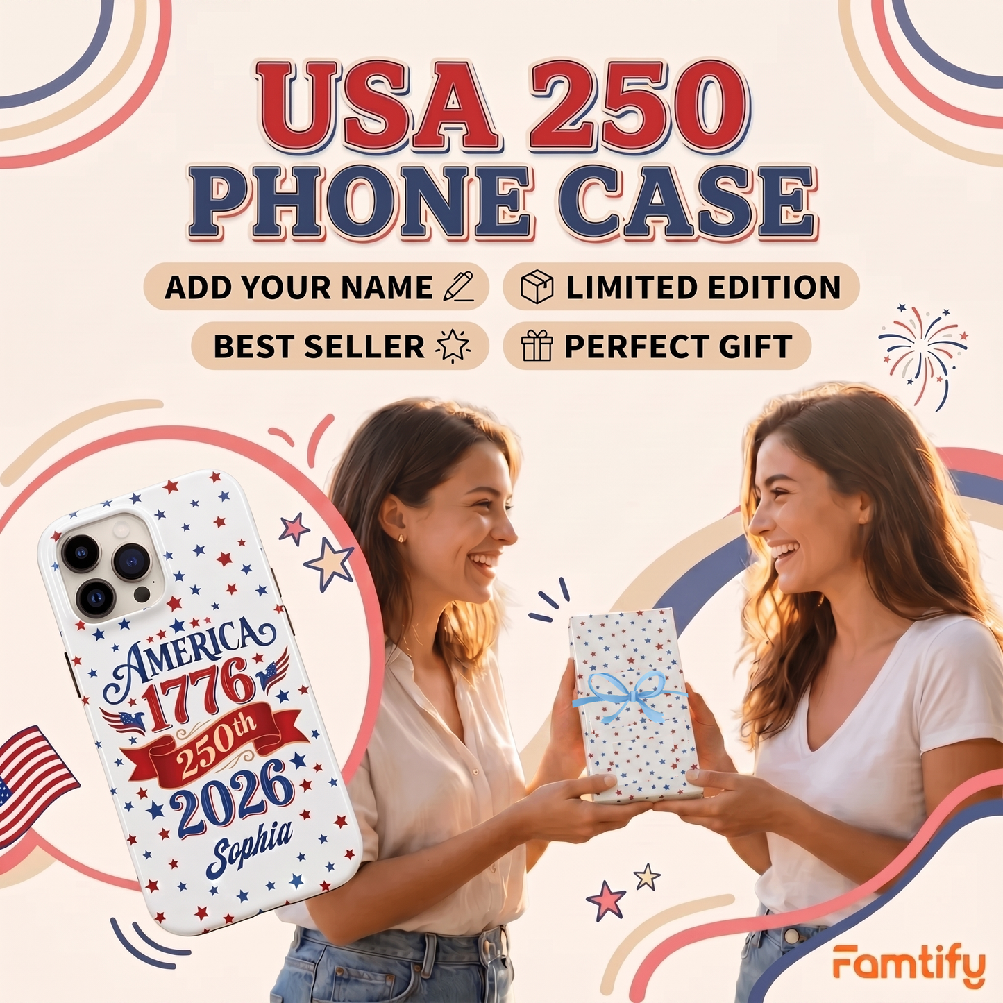 Personalized Name America 1776 - 2026 Anniversary Phone Case