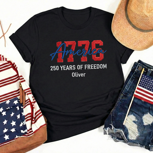 USA 250 Years - Embroidered American T-Shirt