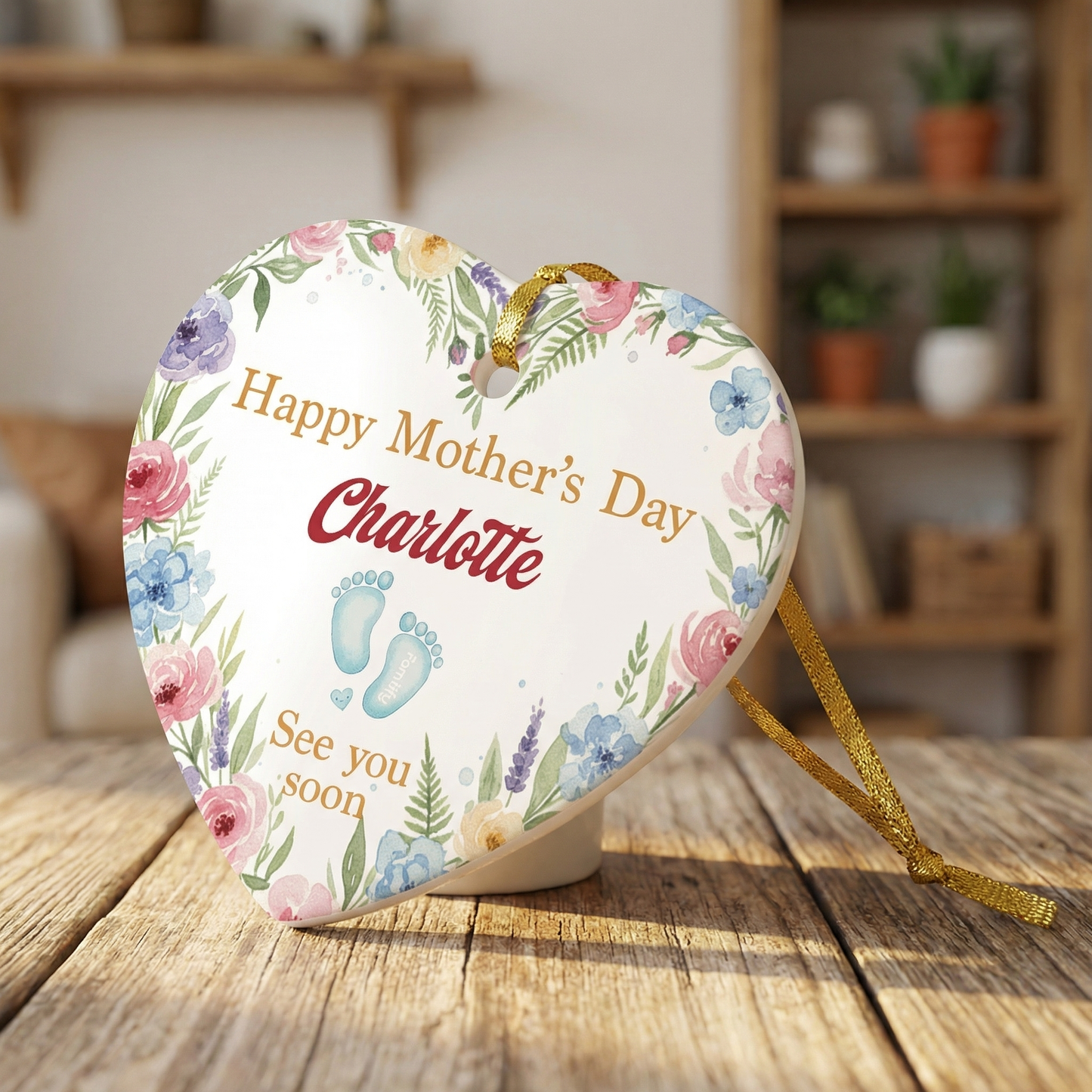 Mommy, See You Soon – First Mother’s Day Gift for New Mom – Personalized Heart Ornament