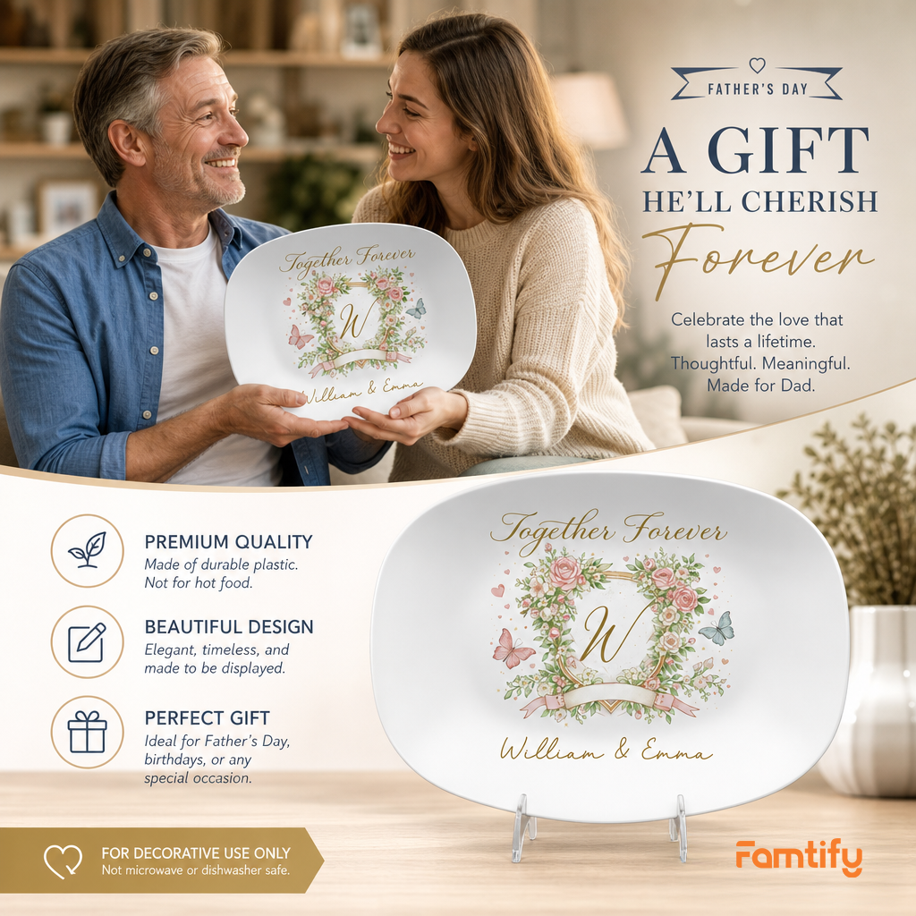 Personalized “Together Forever” Decorative Plate – Custom Family Keepsake