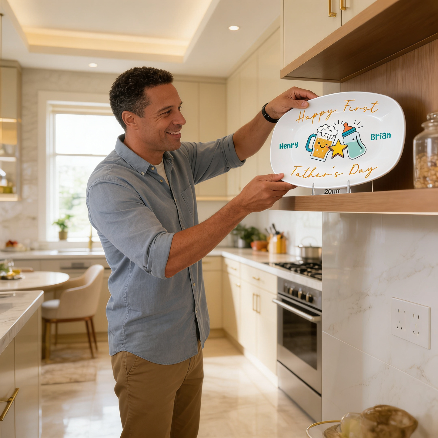 Personalized “Happy 1st Father’s Day” Decorative Plate – Custom Dad Keepsake