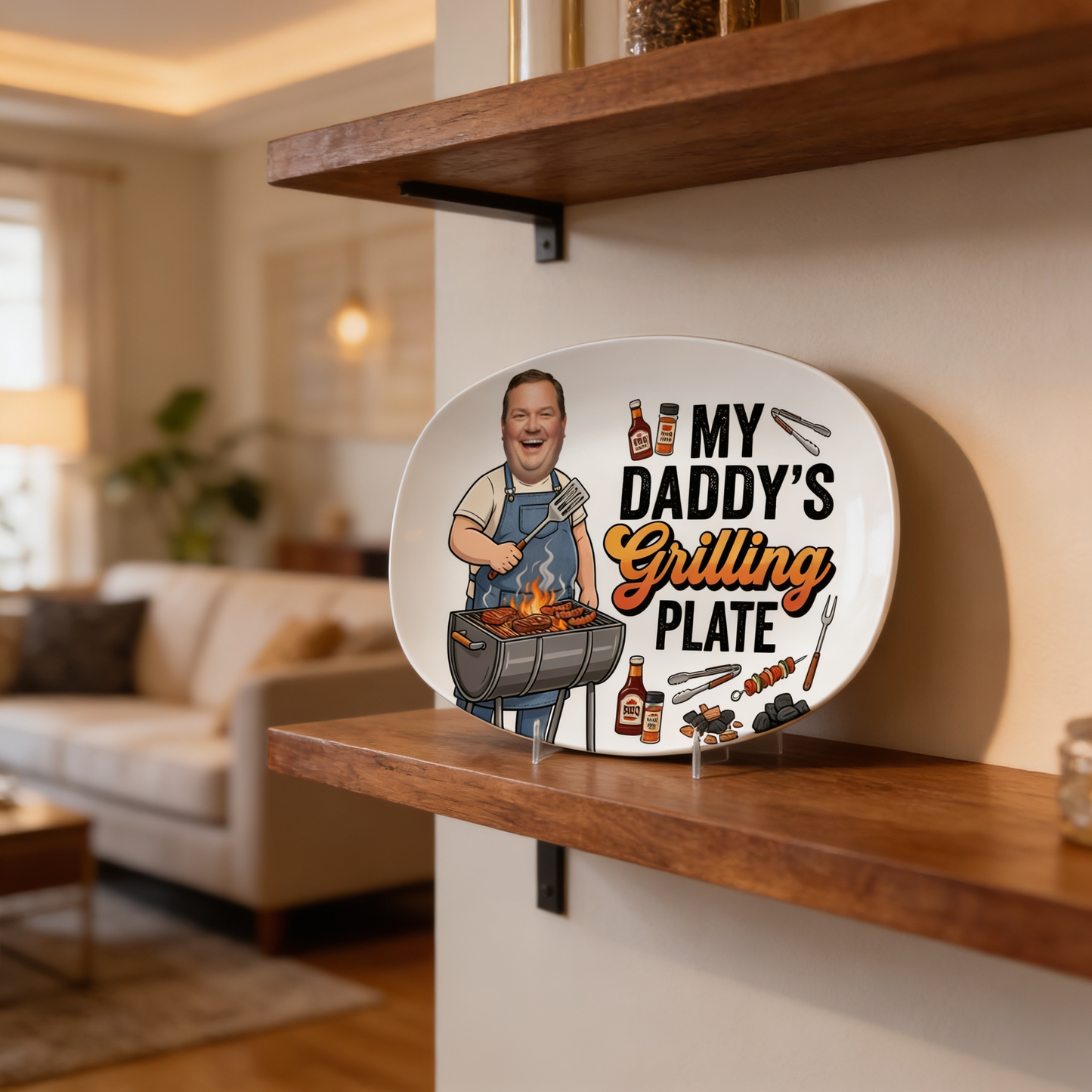 Personalized My Daddy’s Grilling Plate – Custom Photo BBQ Keepsake