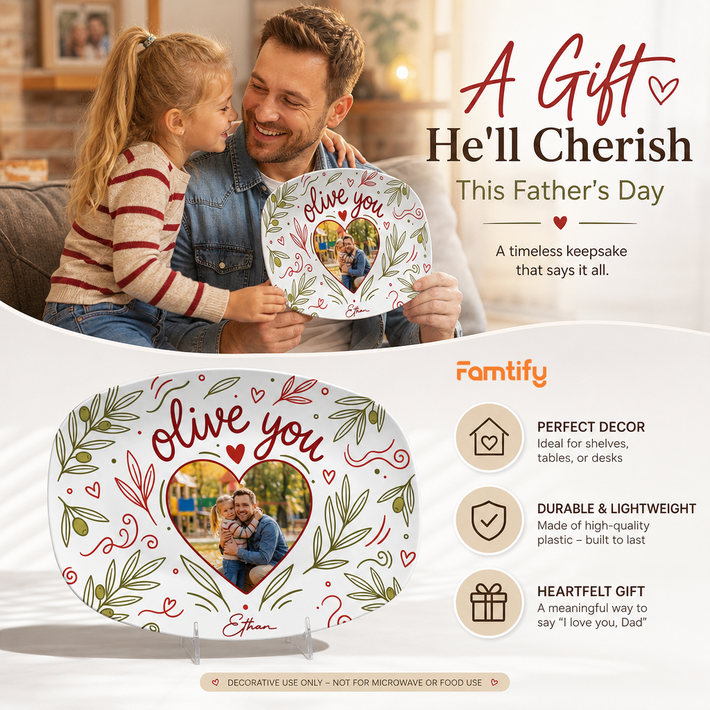 Personalized “Olive You” Decorative Plate – Custom Name Kitchen Keepsake