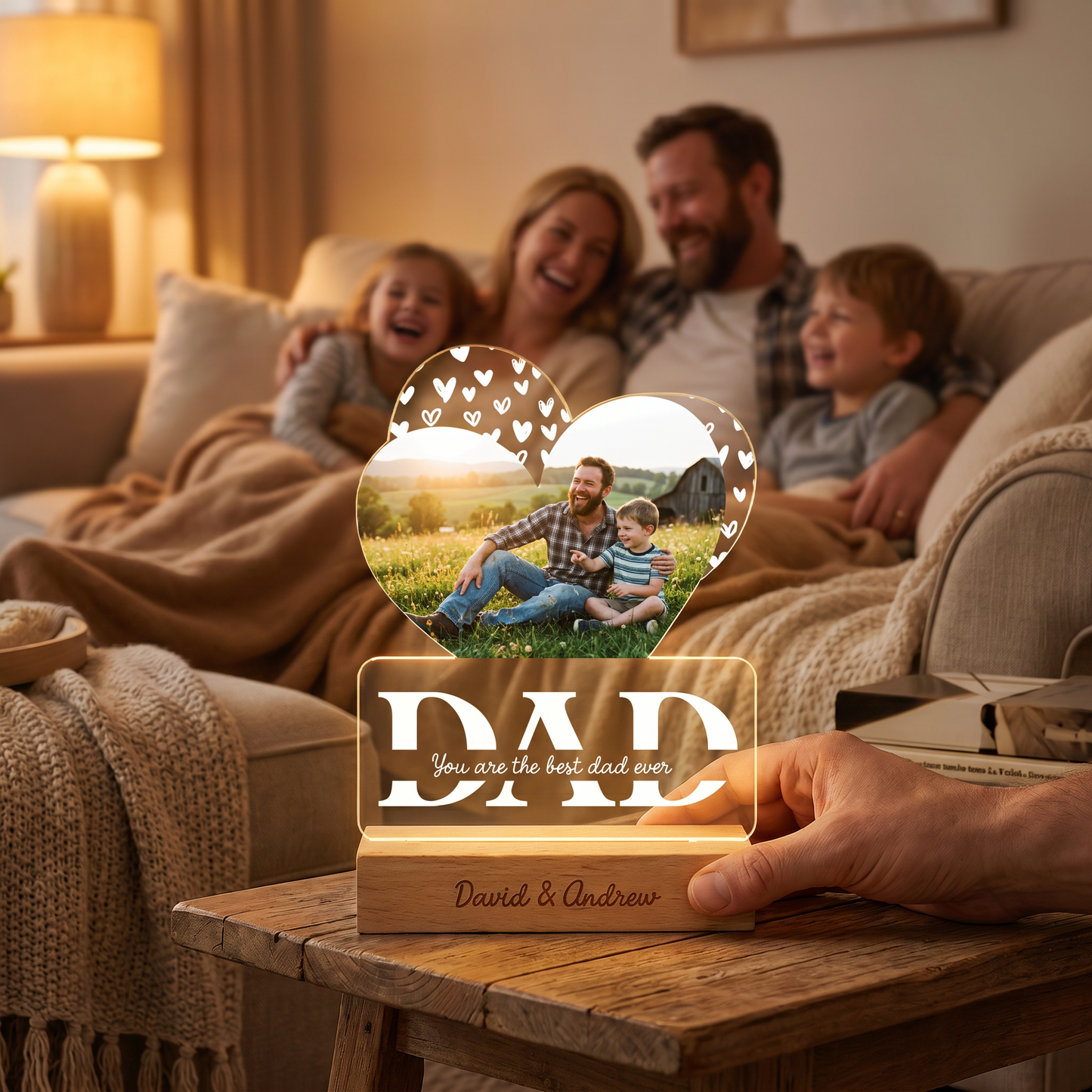 Personalized You Are The Best Dad Ever Photo Night Light – Custom Name LED Acrylic Lamp Gift for Dad