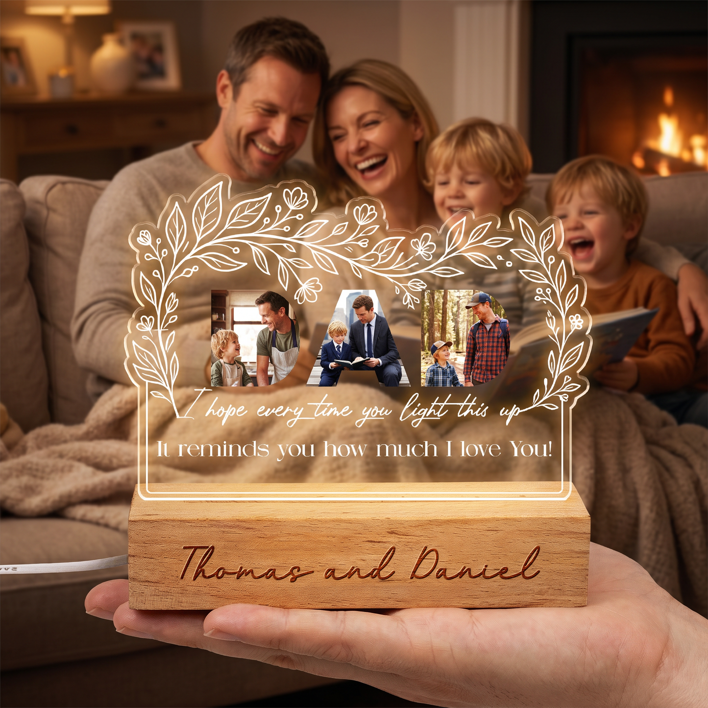 Personalized I Hope Every Time You Light This Up Photo Night Light – Custom Photo LED Acrylic Lamp
