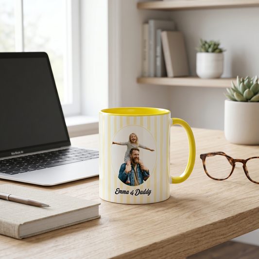 Personalized Photo Accent Mug - Custom Picture Coffee Mug with Colored Handle & Interior