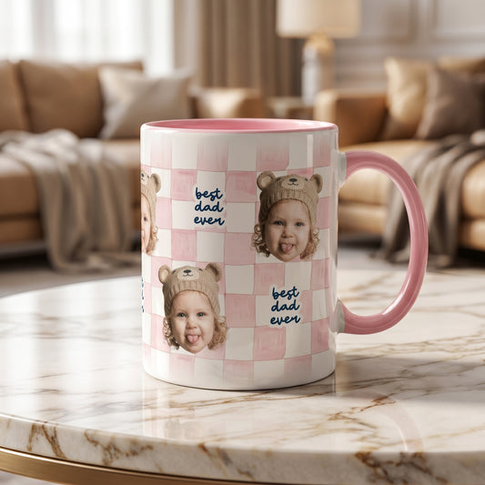 Personalized Best Dad Ever Accent Mug - Custom Photo Coffee Mug for Dad