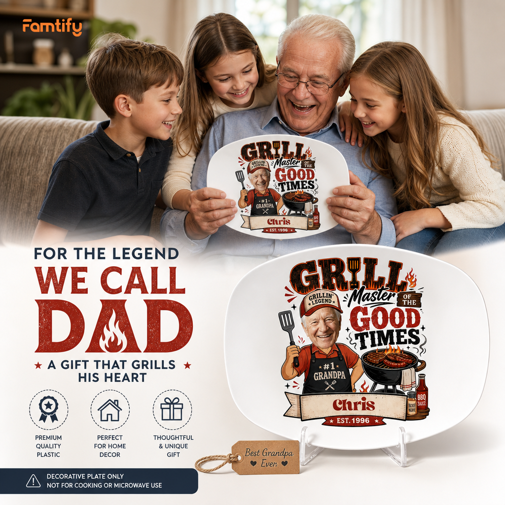 Personalized Grill Master of the Good Times Decorative Plate – Custom Name BBQ Keepsake