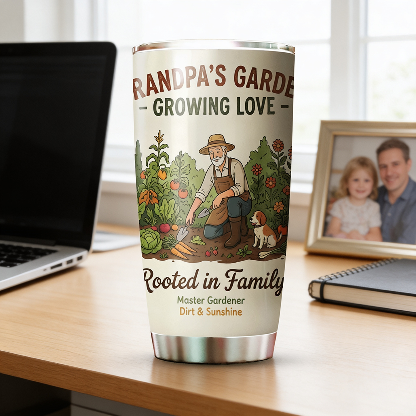 Grandpa's Garden Growing Love 20oz Tumbler – Stainless Steel Travel Mug Gift for Grandpa