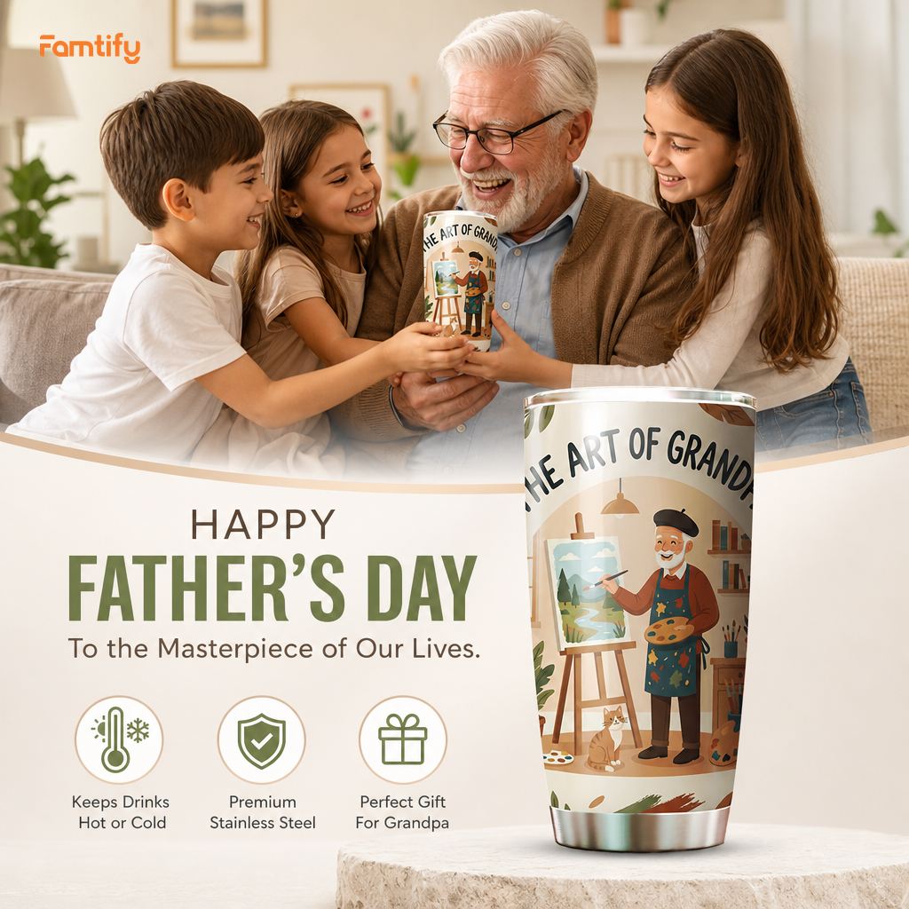 The Art of Grandpa 20oz Tumbler – Stainless Steel Travel Mug Gift for Grandpa