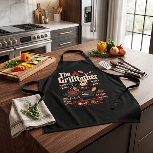The Grillfather Apron - Funny BBQ Grilling Apron Gift for Grandpa