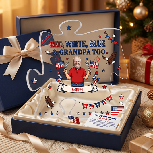 Red White Blue Grandpa Acrylic Plaque - Personalized Photo Gift for Grandpa