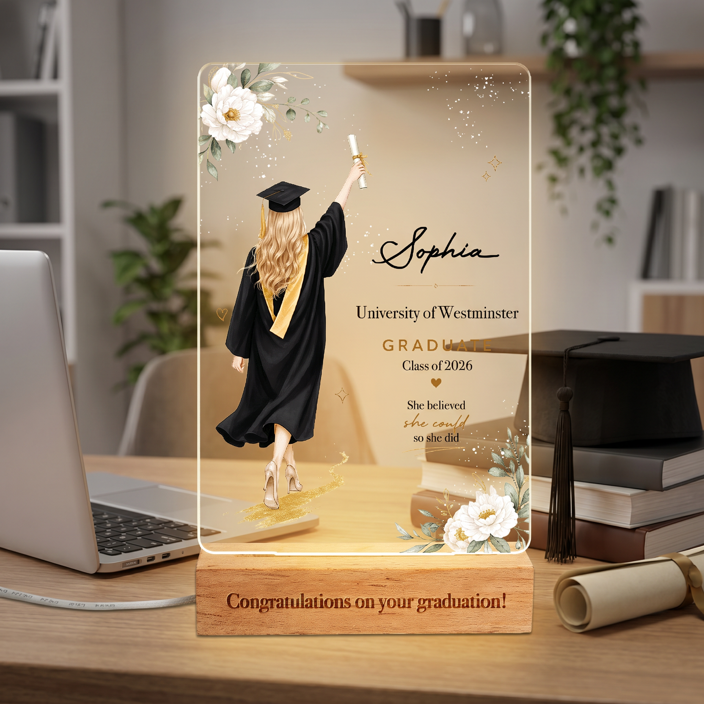 Personalized Graduation Name Night Light – Congratulations On Your Graduation Gift